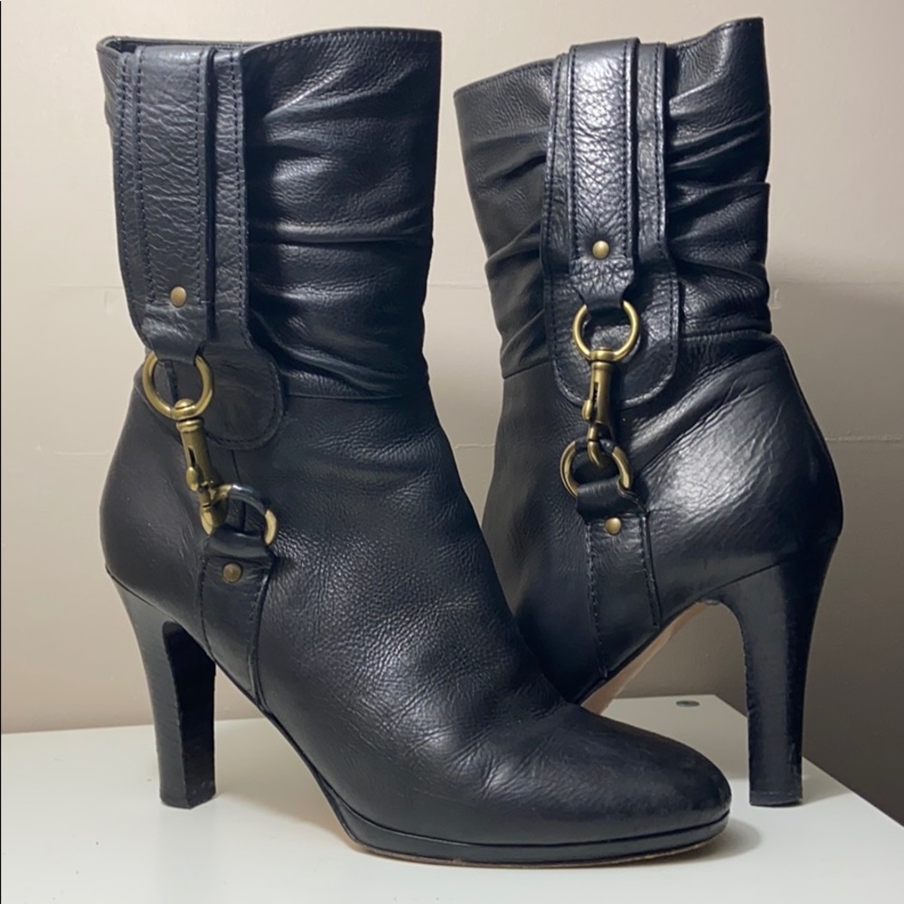 Black leather Coach boots with snap detail, 9.5B